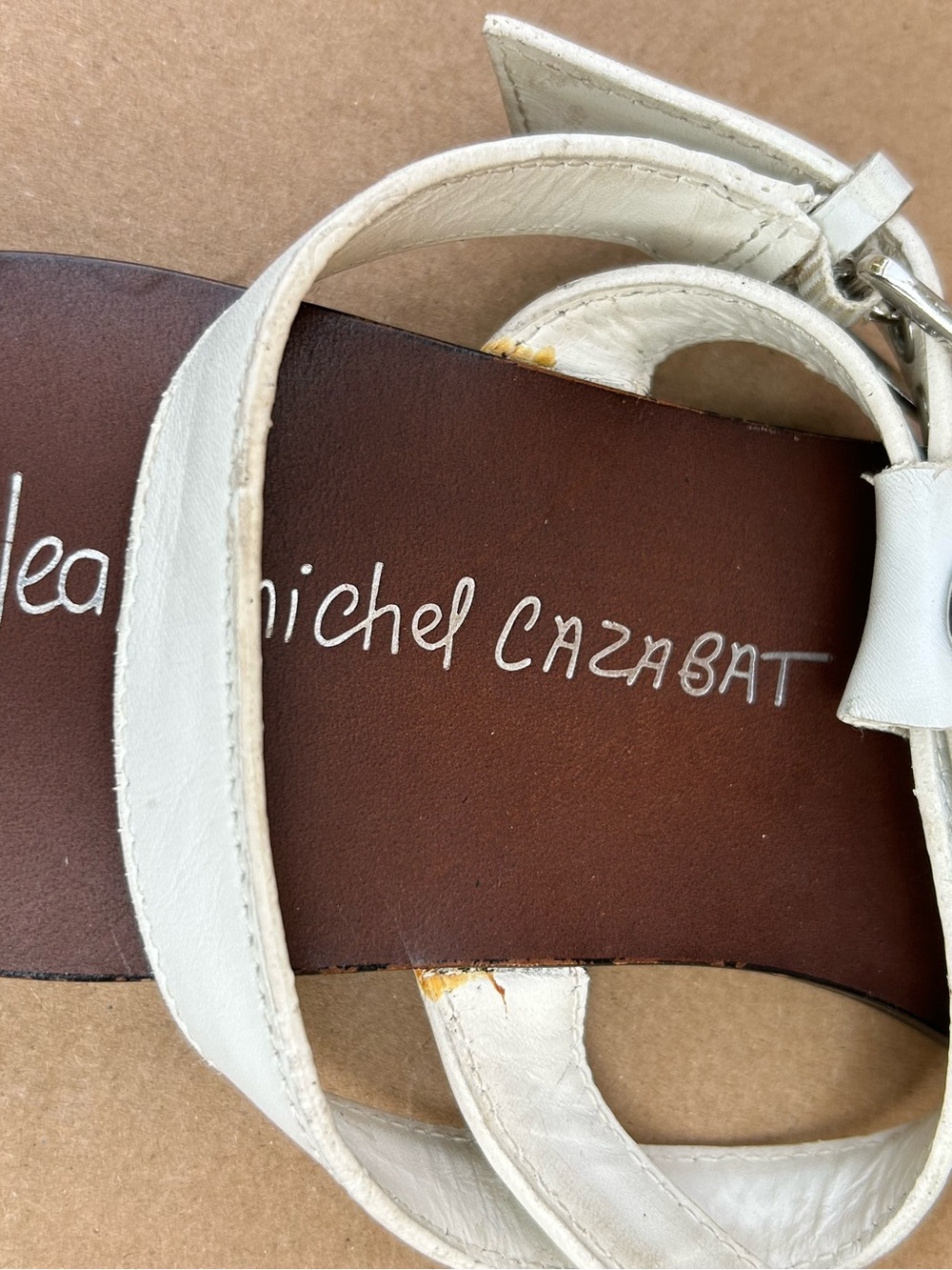 Jean Michel Cazabat Women's Talia Leather Sandals minimalist EU 38.5 US 8 white - Picture 4 of 9